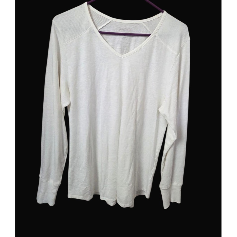 Pendleton Women's Shirt Size XL Cream Ivory Long Sleeve V Neck Fine Knit Tee Top